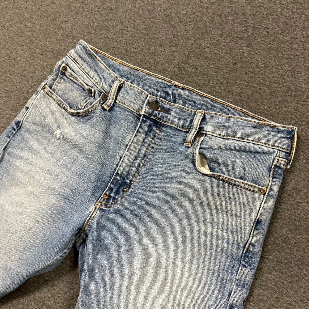 Levis 505 Denim Shorts Mens 32 Blue Good Raw Hem Distressed Cut Off